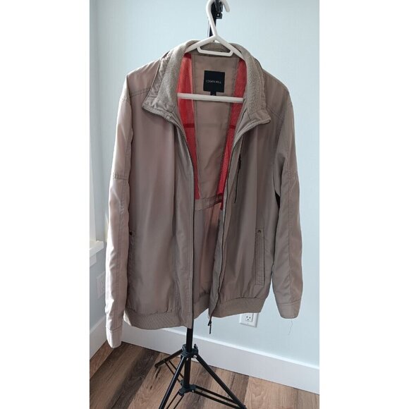 Large Men's Logan Hill Jacket Beige With Red Accents Windbreaker Coat - Picture 7 of 16